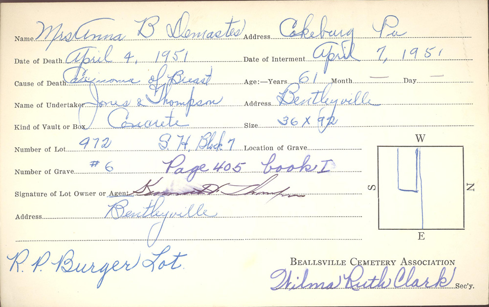 burial card